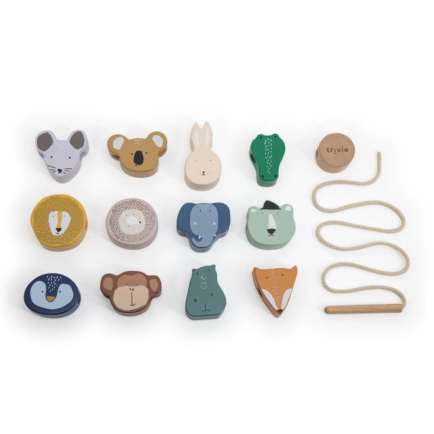 Wooden animal lacing beads Trixie