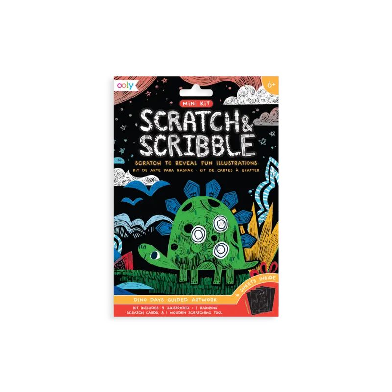 dinosaur days scratch and scribble mini scratch art kit OOLY