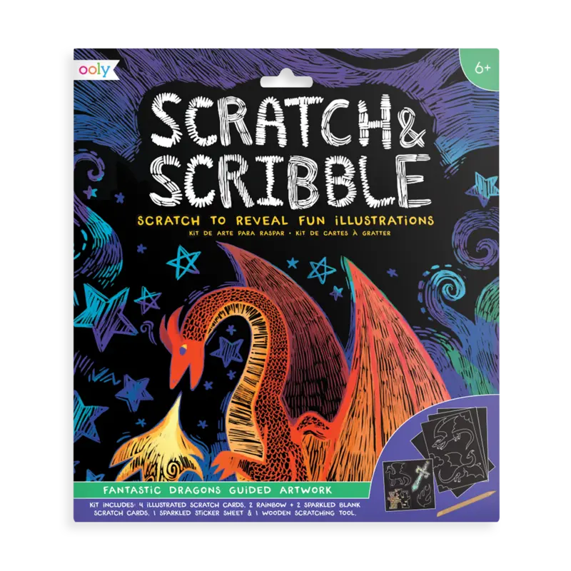 fantastic dragon scratch and scribble scratch art kit OOLY
