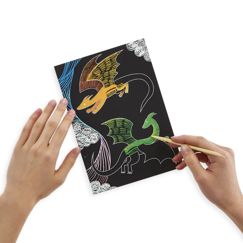 fantastic dragon scratch and scribble scratch art kit OOLY