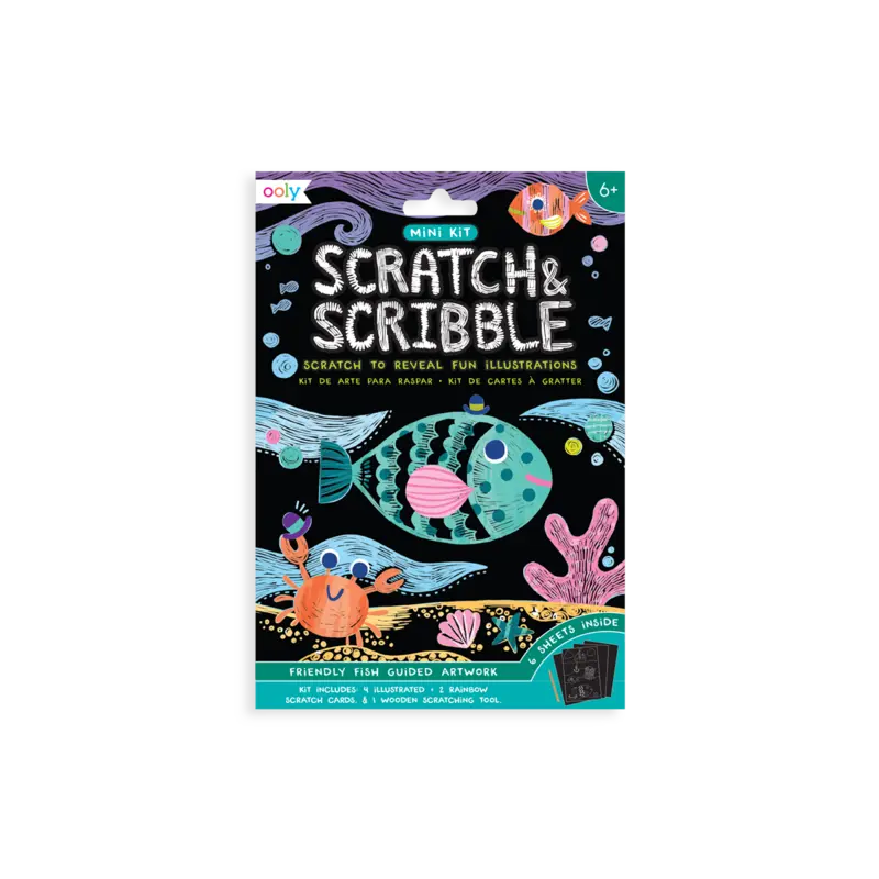 friendly fish scratch and scribble mini scratch art kit" OOLY