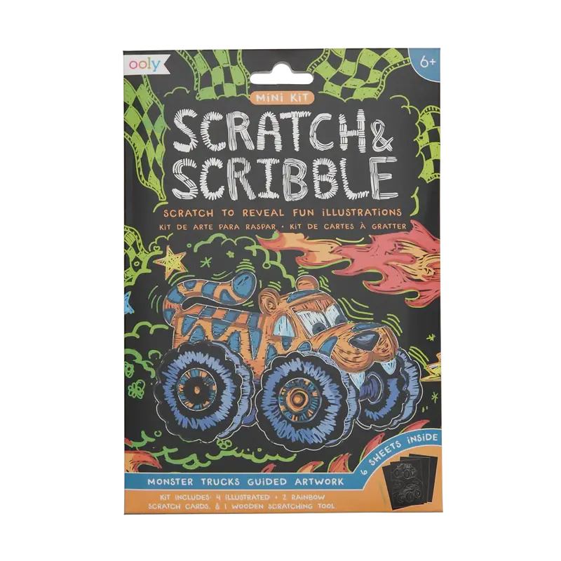 monster truck mini scratch and scribble art kit OOLY