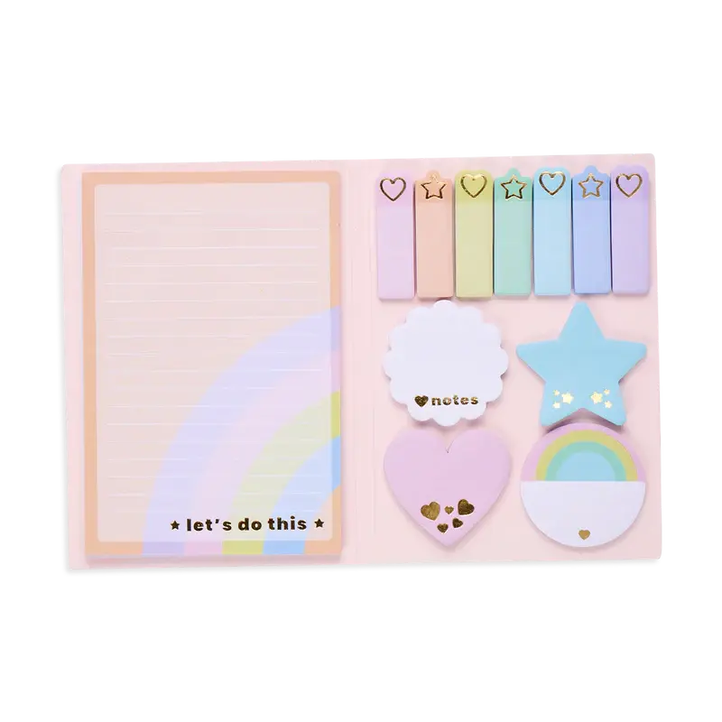 side notes sticky tab note pad - pastel rainbows OOLY