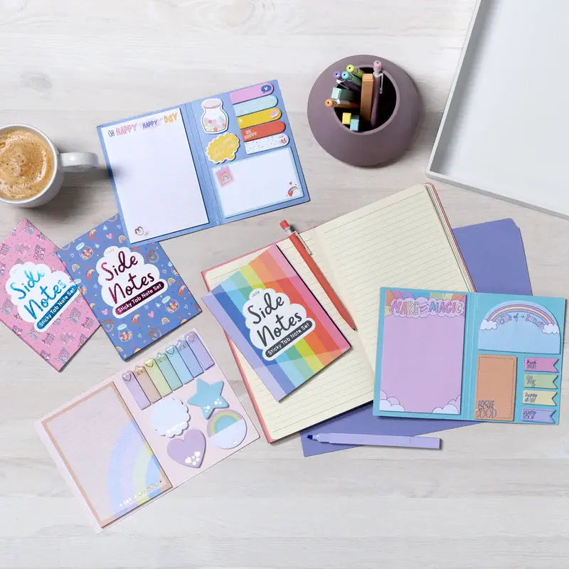 side notes sticky tab note pad - pastel rainbows OOLY